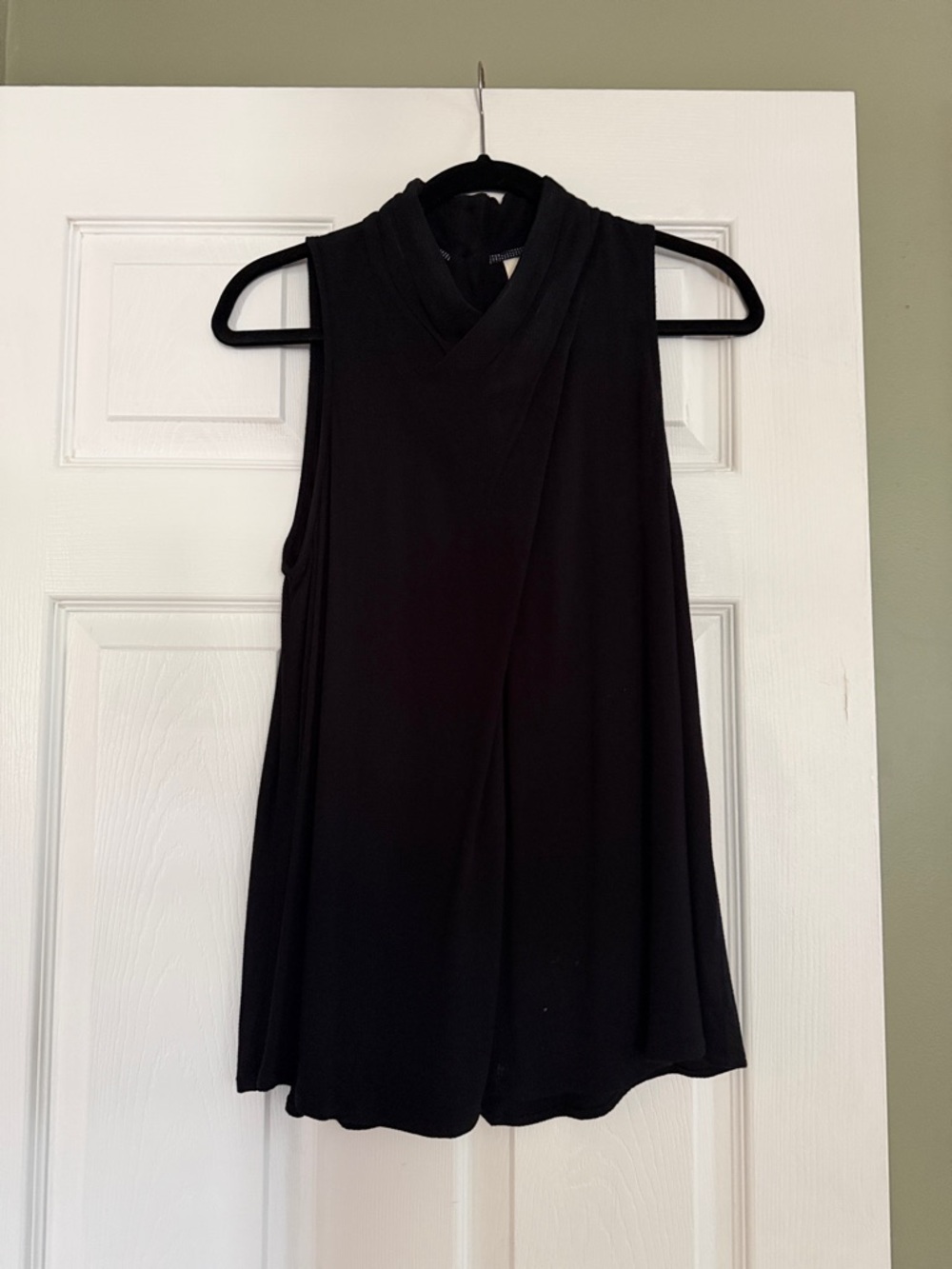 Anthropologie Black Sleeveless Wrap-Front Tank